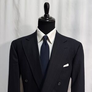 Polo University Club Ralph Lauren Double Breasted Chalk Stripe Blazer 46L Navy